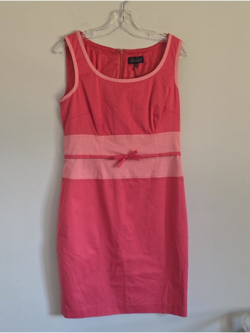 NWT LUISA SPAGNOLI | Color Block Dress Pink Cotton Bow Details Sz 8